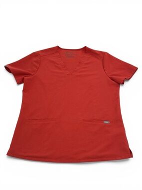 FIGS Techincal Casma Three-Pocket Scrub Top FW1100 Women M Coral Orange